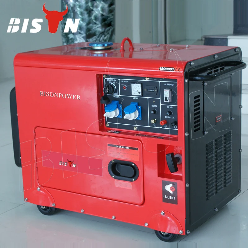 Bison China Diesel Generator 3 Phase 7.5 Kva Portable Electric Super Silent Diesel Generator Set 7 Kv