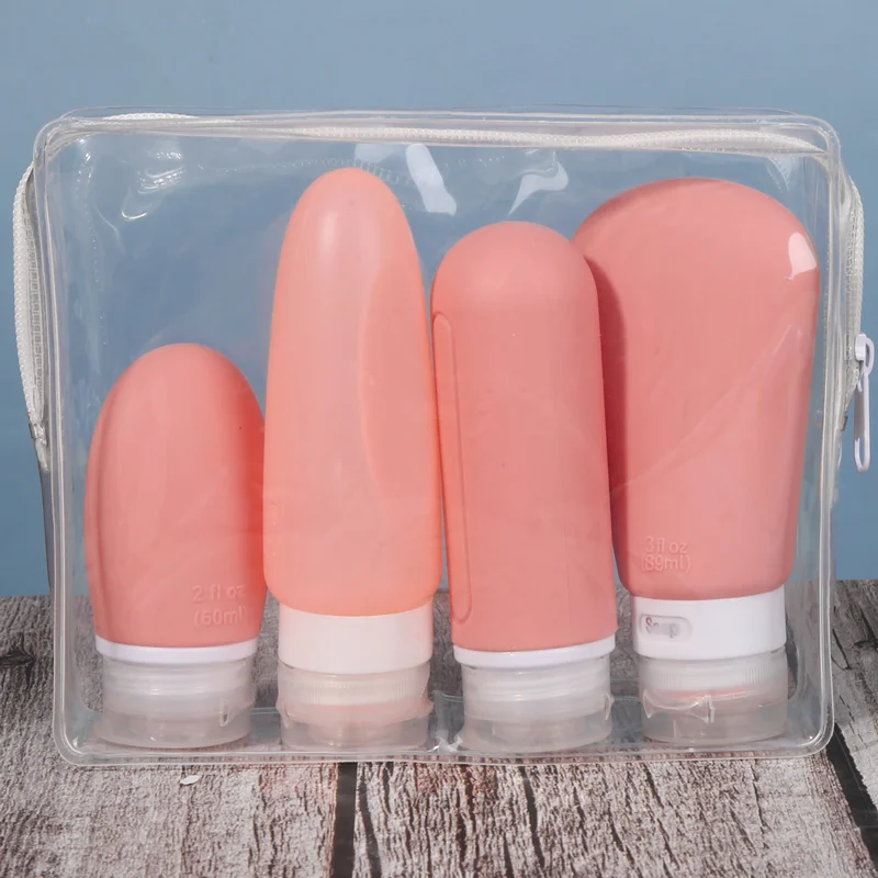 Wholesale Shampoo Toiletries Bottling Set Silicone Travel Bottles Traveling Kit 4 in 1