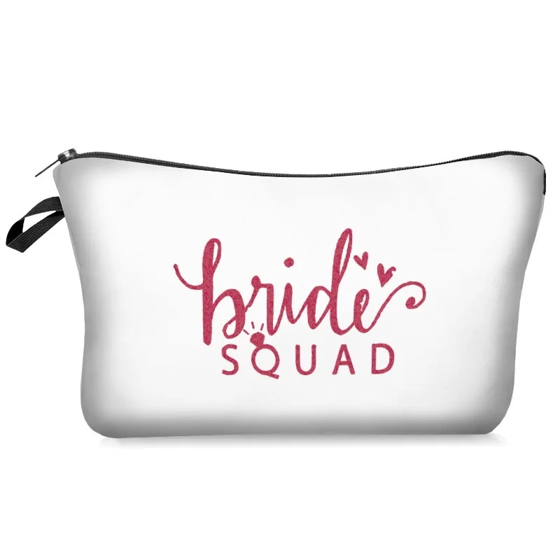 Digital printing polyester best friend bridesmaid gift bridal makeup cosmetic bag for wedding party decoration