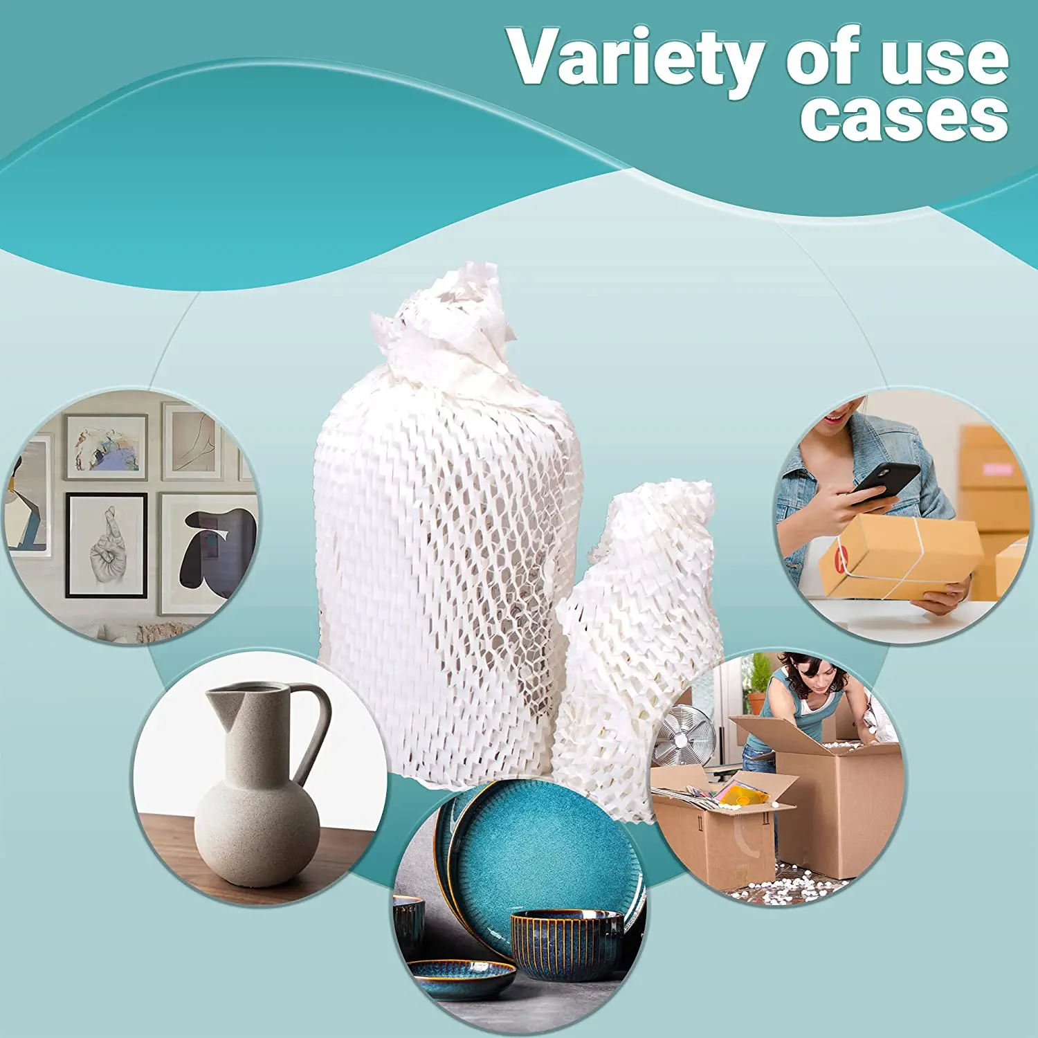 White Kraft Roll Tissue Paper For Wrapping Material Wedding Birthday Party Art Craft Handmade Honeycomb Packaging Papers