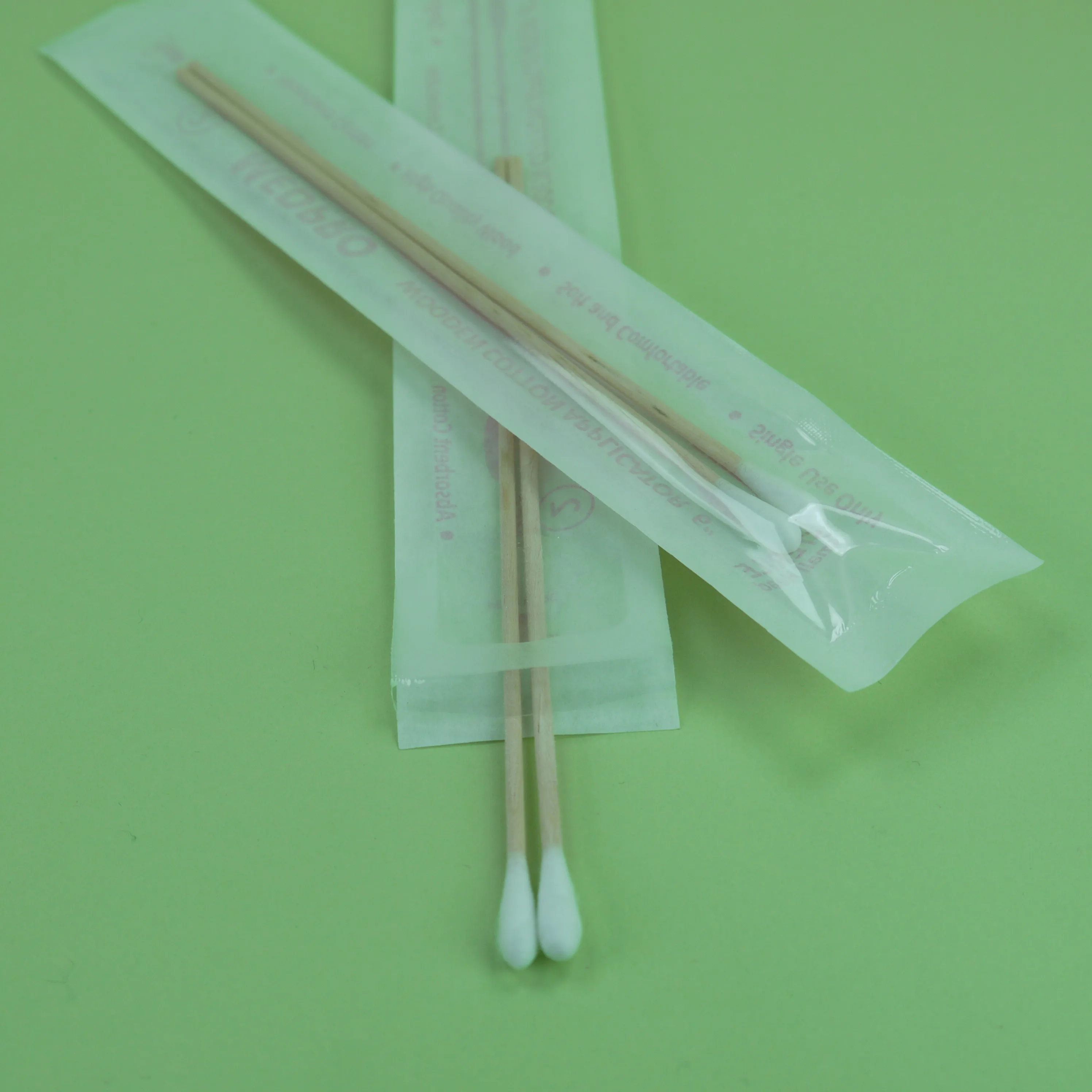 Single Head Cotton Buds Sterile Wooden Stick Cotton Swab