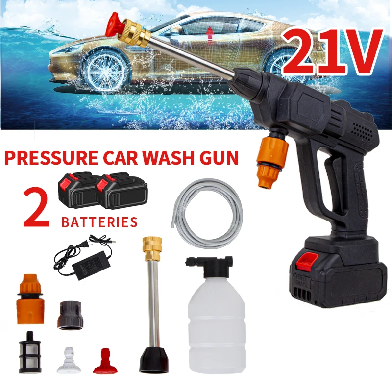 Mobile Handheld Cordless Car Wash Machine Rechargeable Battery Powered Washer with Foam Generator Car Wash Gun
