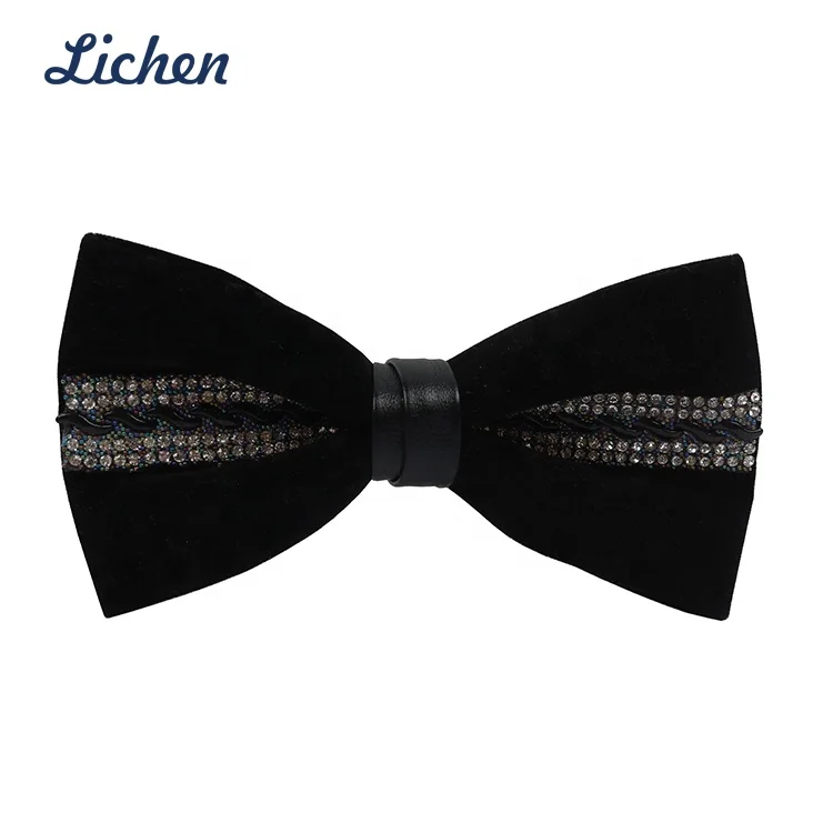 Fashion Velvet Bow Tie Shinny Diamond Bow Tie for Men Part Wear