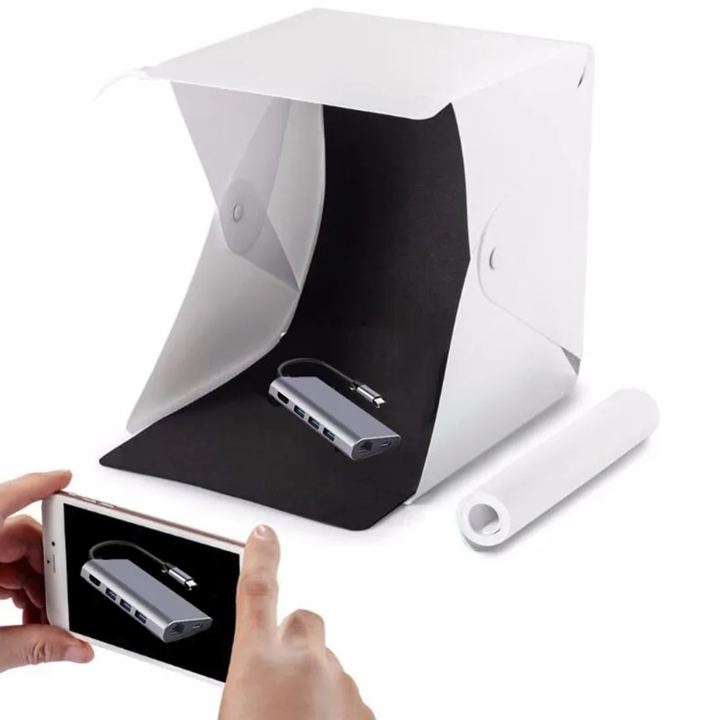 20cm mini Studio Photography Studio Lightbox Room Box Tabletop Shooting Tent Photo Background LED Lightbox