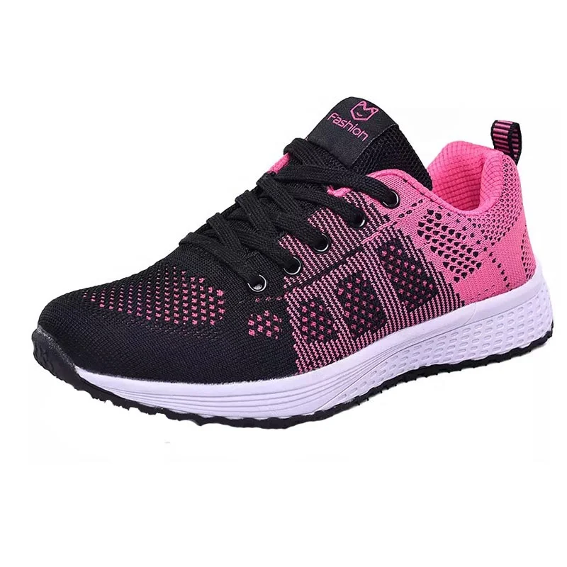 
dropshipping outdoor casual sport jinjiang shoes breathable light lace up running knitted students fashion sneakers women shoes 