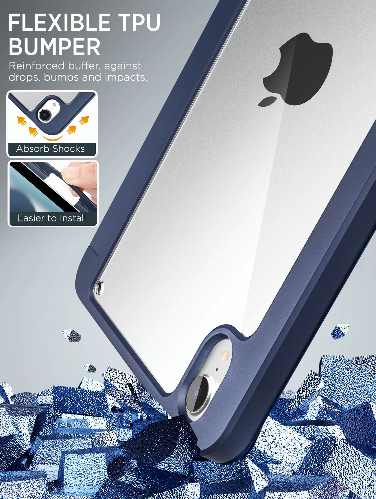 MoKo Case Fit New iPad Mini 6 Case with Pencil Holder with Soft TPU Frame Hard PC Clear Transparent Back Shell Smart Cover