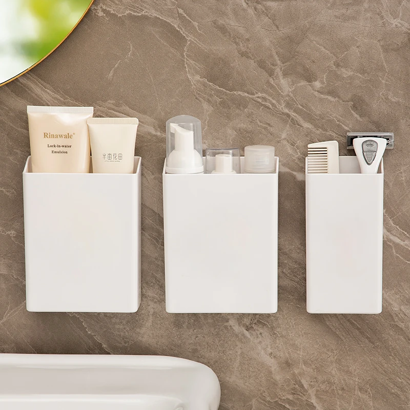 Wall Mounted Bathroom Storage Box Household Multifunctional Toothbrush Toothpaste Sorting Box Drainage Box