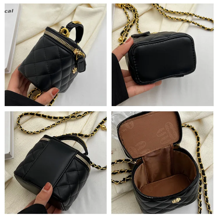 2024 New square Box Famous Brand 2024 Summer Long Gold Chains Crossbody Purses Luxury Designer Pu Leather Large And Small Shou