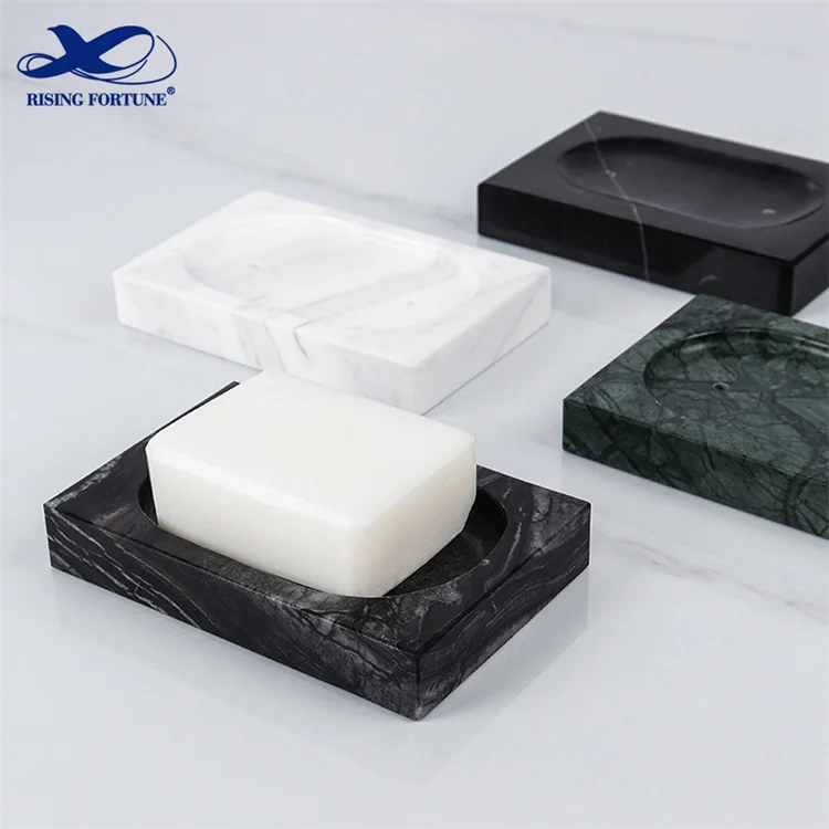 Handicraft Toilet Bathroom Natural Black Marble Stone Shower Bar Soap Tray Single Scallop Soap Dish