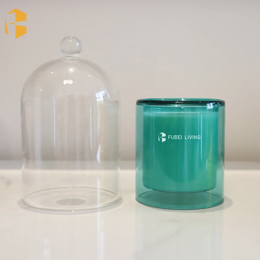 Luxury Painted Color Pink Green Purple High Quality Double Glass Candle Jar Natural Soy Wax Scented Candle