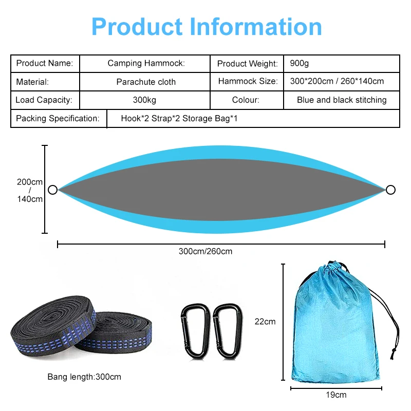 
Manufacturer Fast Delivery Custom Double and Single Travel Lightweight Camping Swing Hammock 