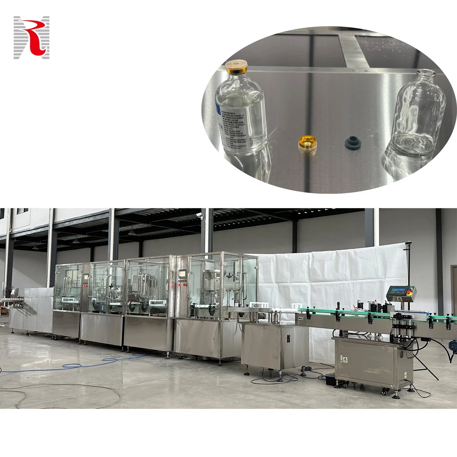 Automatic Small Aerosol Bottle Fill Production Line 30ml Liquid Pneumatic Vial Nasal Spray Filling Capping And Labeling Machine