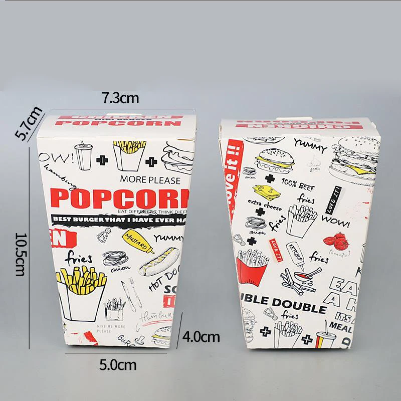 Custom printed popcorn box corrugated black cardboard paper shawarma fried chicken french fries packaging box