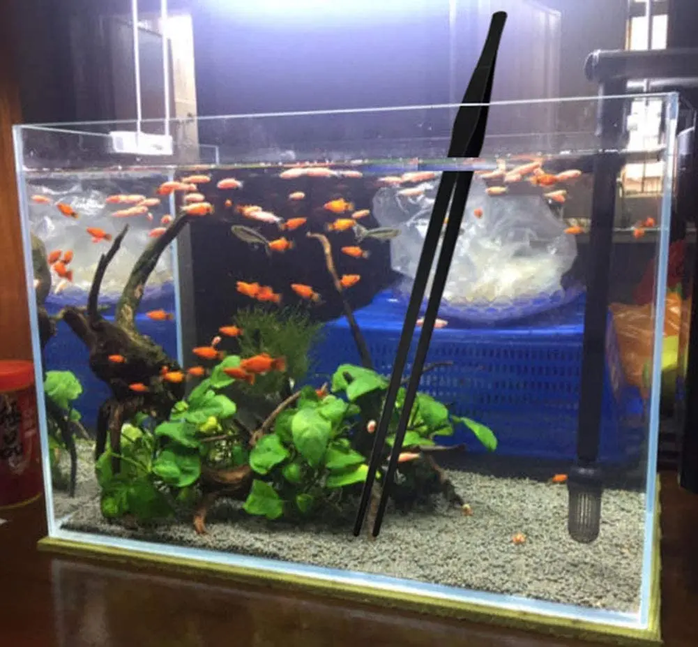 15 inch Black Aquarium Tweezers Stainless Steel Tweezer Carbonation Protection Coating Rust Long Reptiles Feeding Tongs