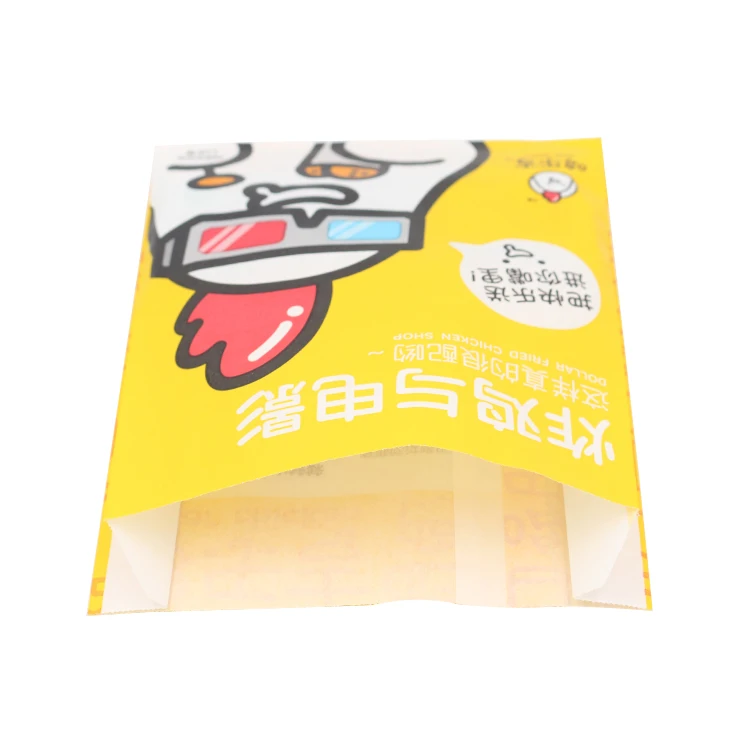 6 Colors Print sharp Bottom Fried Chicken Greaseproof Paper Bag/food Grade French Fries Packaging Bags for Fast Restaurant