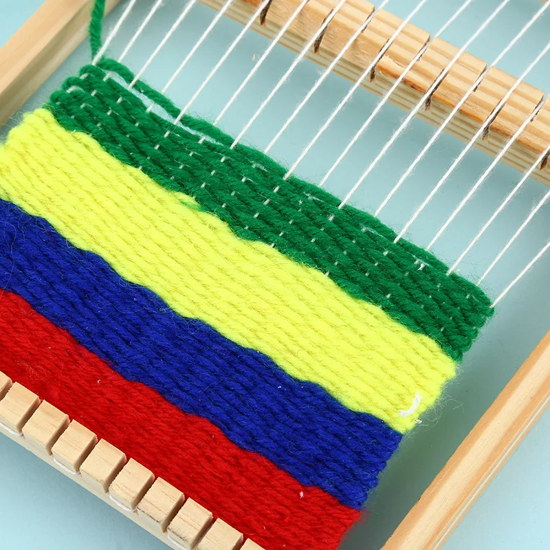Wooden DIY Assembled Kids Crafts Weaving game Wooden Loom Mini Hand Knitting Wool Toy for Kids