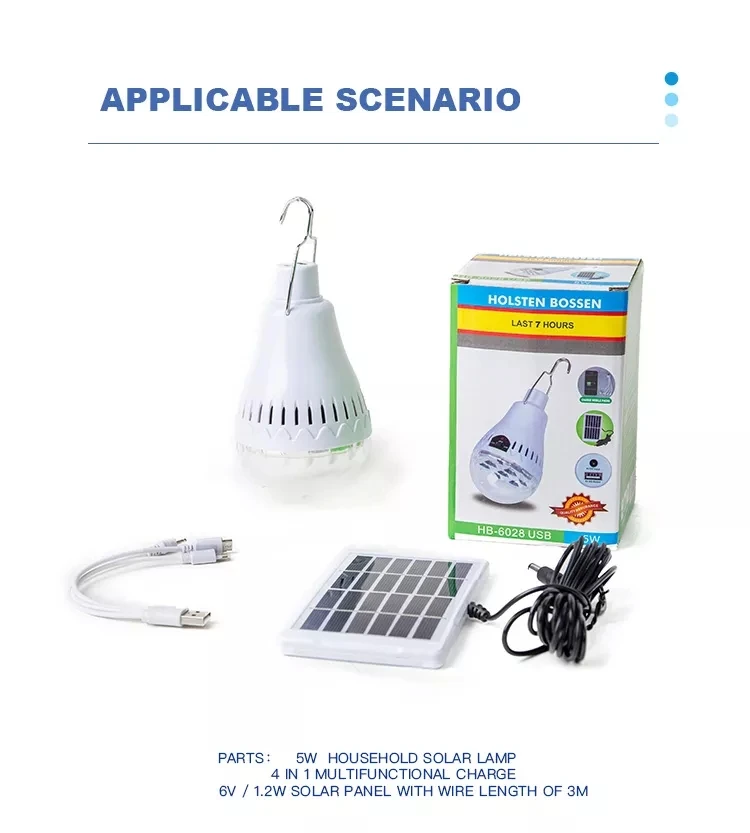 LED Portable Solar light Outdoor emergency lamp 3.5W Solar Rechargeable Bulb With solar panels Support USB Charging for phone