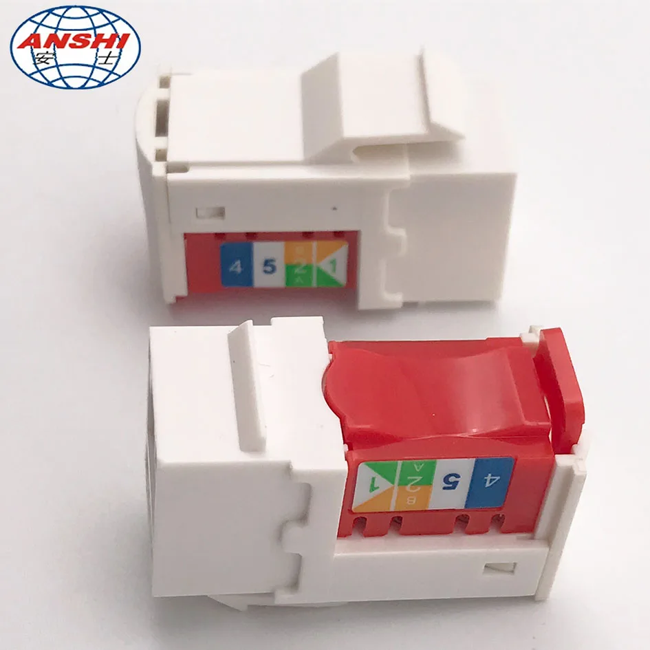 ANSHI Network CAT6 90 Degree UTP Toolless Wall Jack RJ45 Keystone Jack