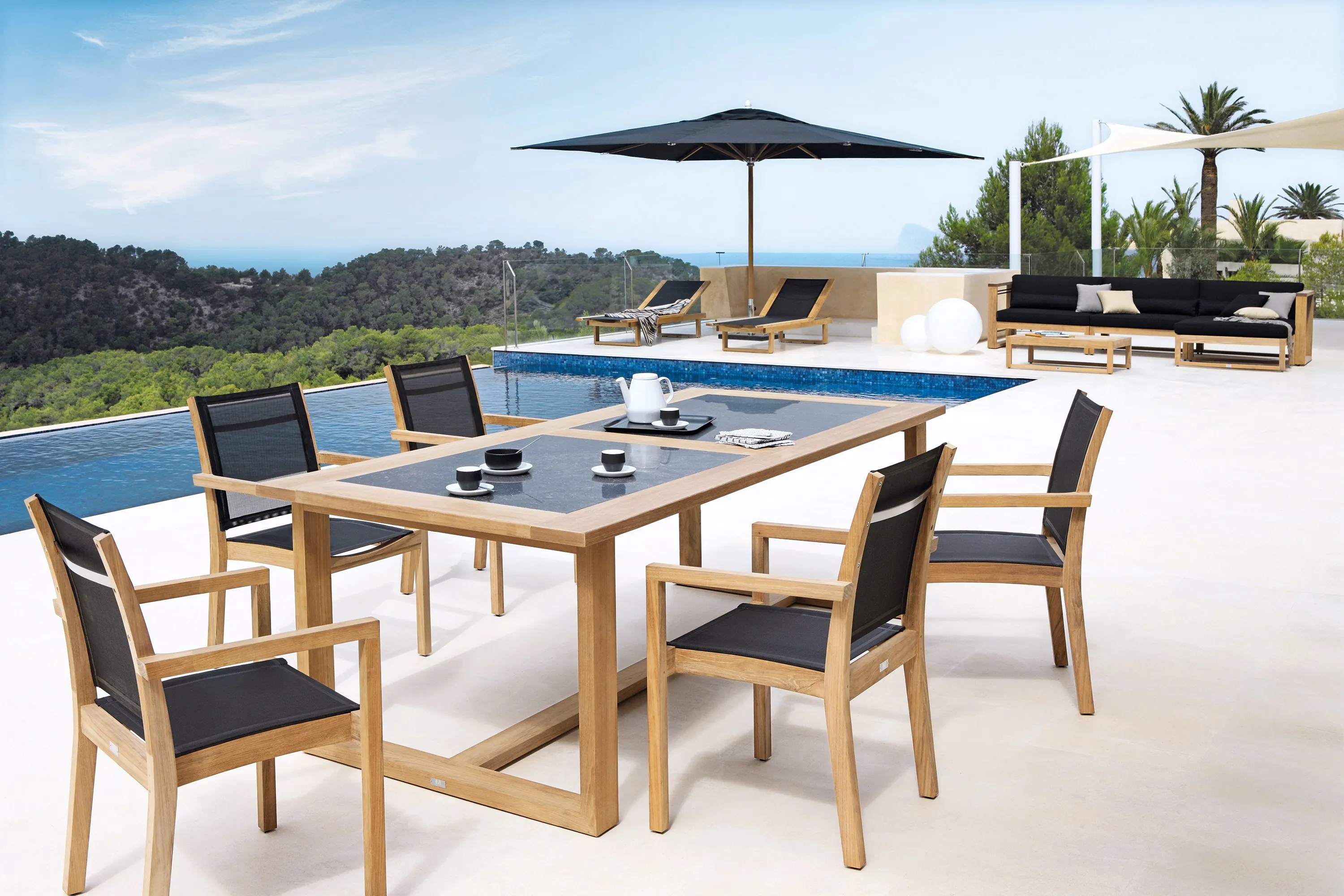 Luxury Modern Big Hotel Restaurant teak wood furniture table set garden outdoor terrace Outdoor Furniture