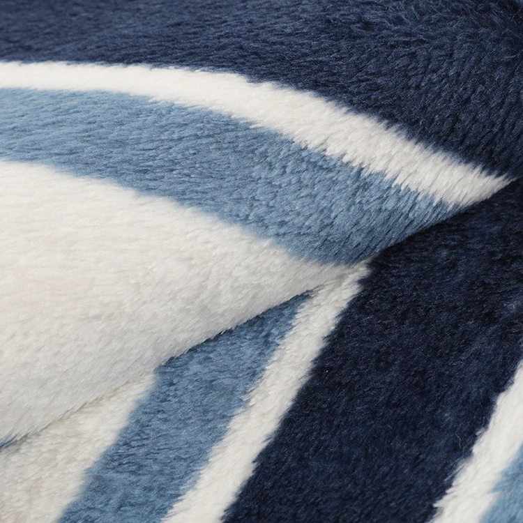 100% polyester knitted striped printed pattern coral fleece fabric for blanket