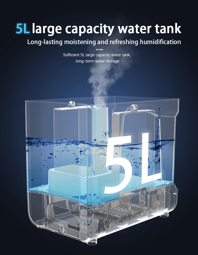 5L humidifier water tank with seven gradient light touch screen technology humidifier on sale