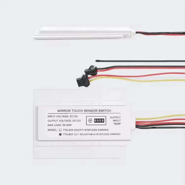 FICLUX 12V 5A 60W Multifunctional smart mirror LED light touch sensor switch with clock and temperature display