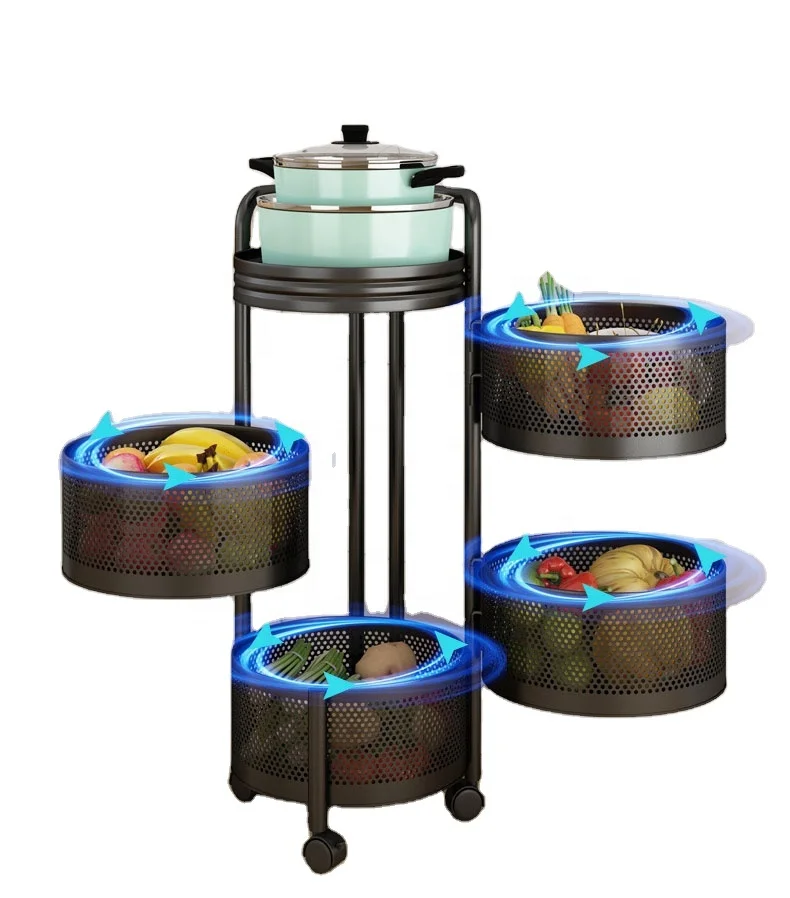 
Shelf Rotating Kitchen Guangzhou RTS Factory Price 2021 New Upgrade High-end White Black Metal Steel 360 Shelf Rotating Kitchen 