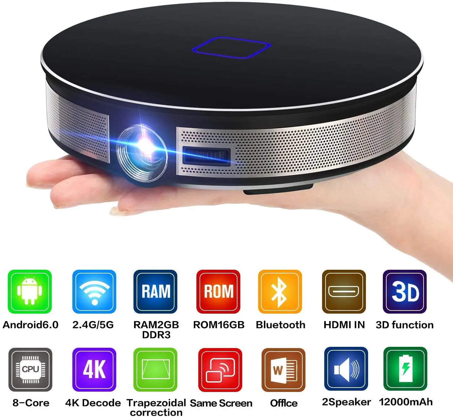 Pico Home Cinema Home Theater Smart Android 4k DLP  LED HD Projector for iphone Mirror Screen wireless screen