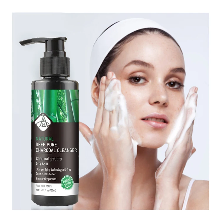 
AH Organic Natural Aloe Vera Oily Skin Care Charcoal Facial Cleanser for Men 