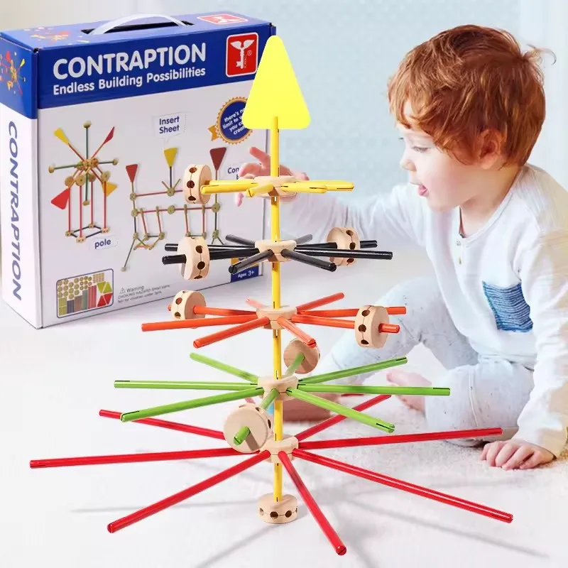 Wooden Education Smart Educational Set Big Balance Contraption Block Game Toys DIY Kids Wooden Toys Inserting And Disassembling