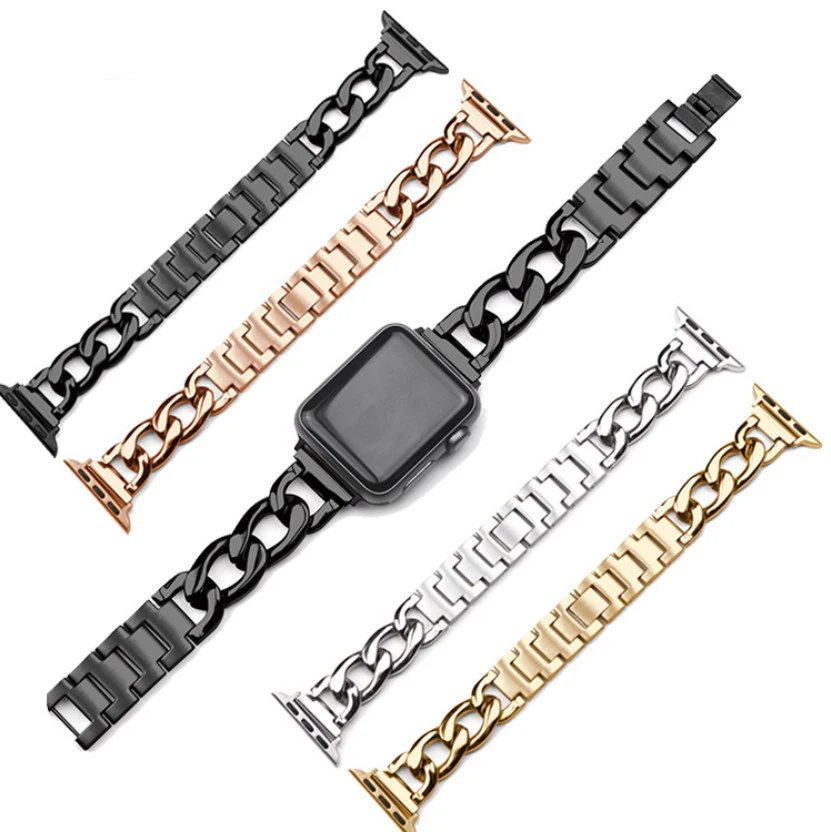 Ремешок из нержавеющей стали для Apple Watch, металлическая цепочка в ковбойском стиле, сменный спортивный браслет