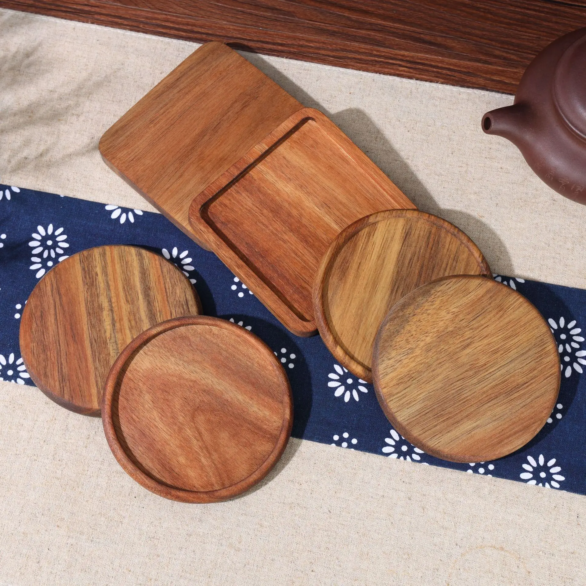 Factory Customized Direct Sale Coasters Various Shape Walnut Wooden Coaster Beechwood Coaster For Coffee Cup