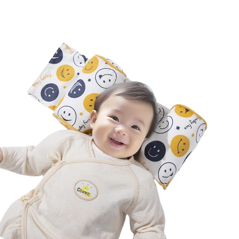 Newborn luxurious organic orthopedic round baby pillow customized modern baby head support memory foam character knitting