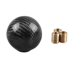 Черные ручки переключения передач из углеродного волокна на заказ с адаптерами, круглая шаровая ручка переключения передач из углеродного волокна, автомобильная ручка переключения передач