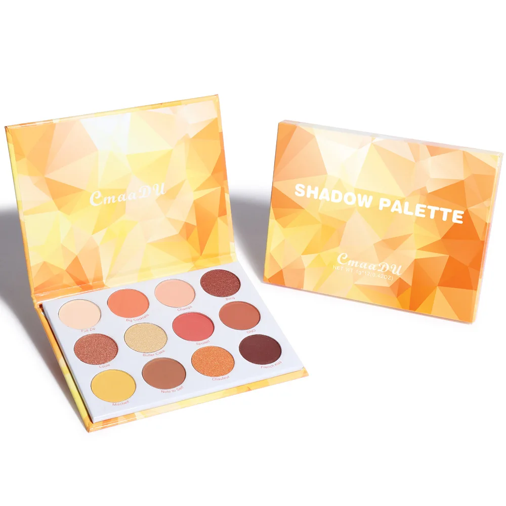 12 color eye shadow makeup matte and metallic glitter eye shadow disc