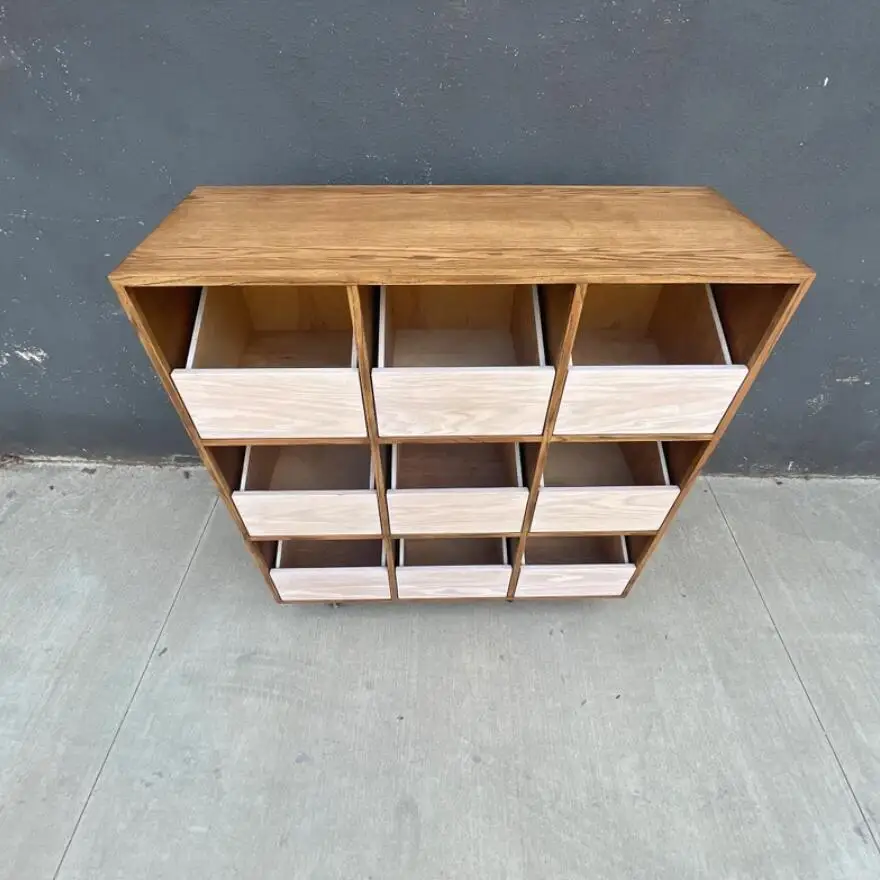 Custom Retro Wooden Record Player Table Vinyl Record Storage Cabinet for Living Room Bedroom