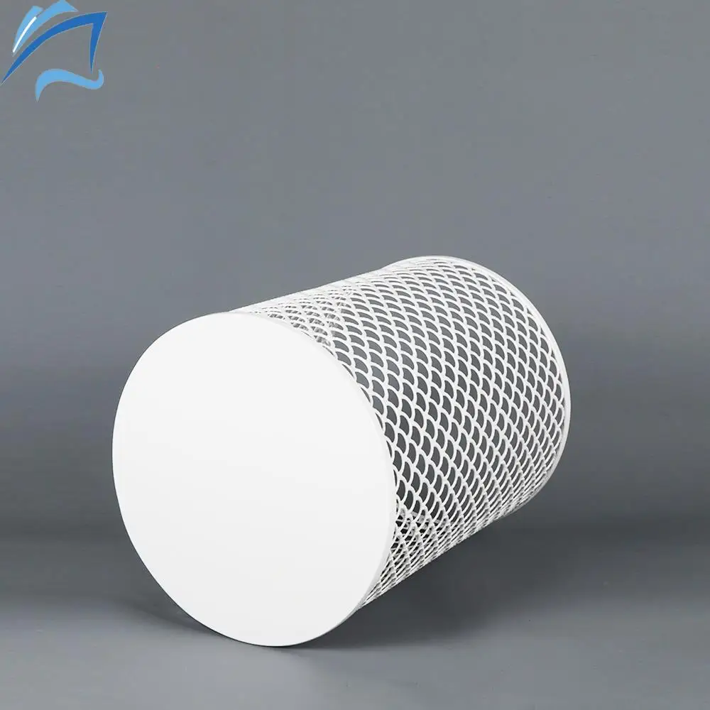 Wire mesh iron trash can office modern Nordic white round trash can