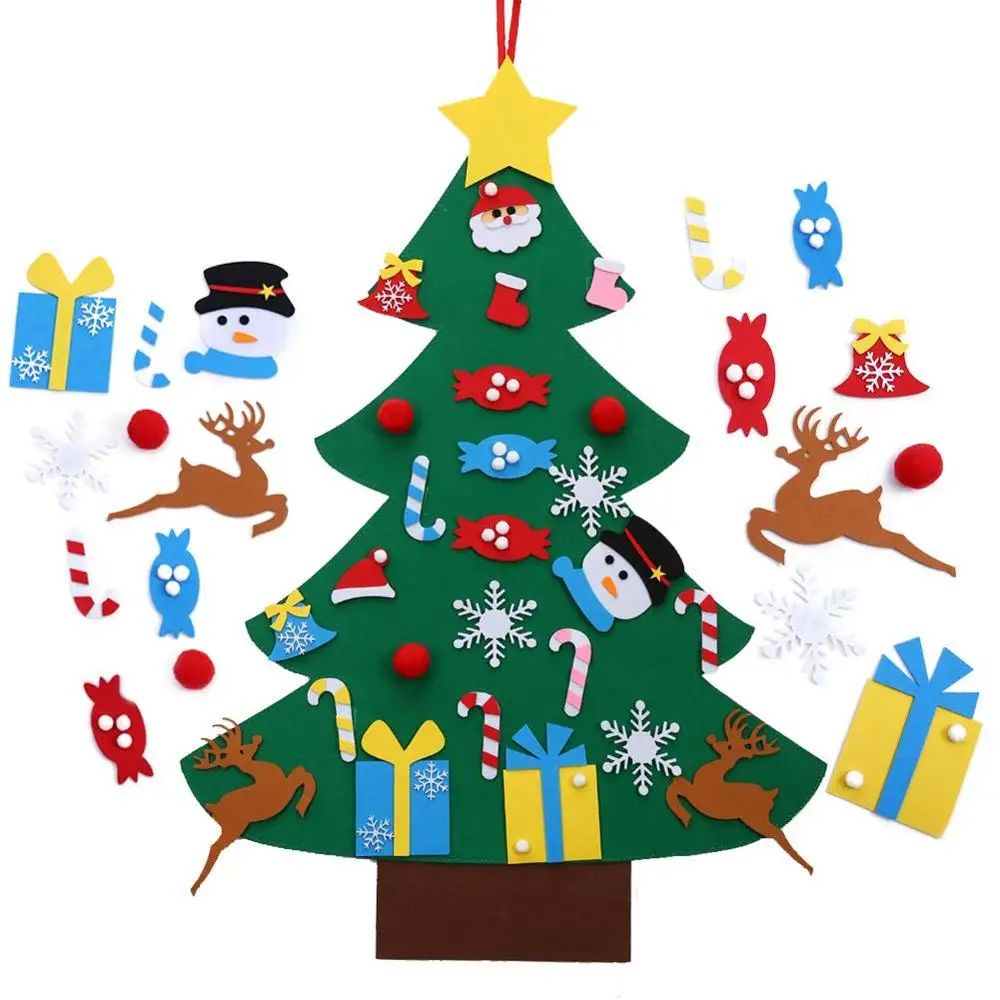 Xmas Home decoration Gifts 3ft Educational DIY Felt Christmas Tree Set With Ornaments For Kids