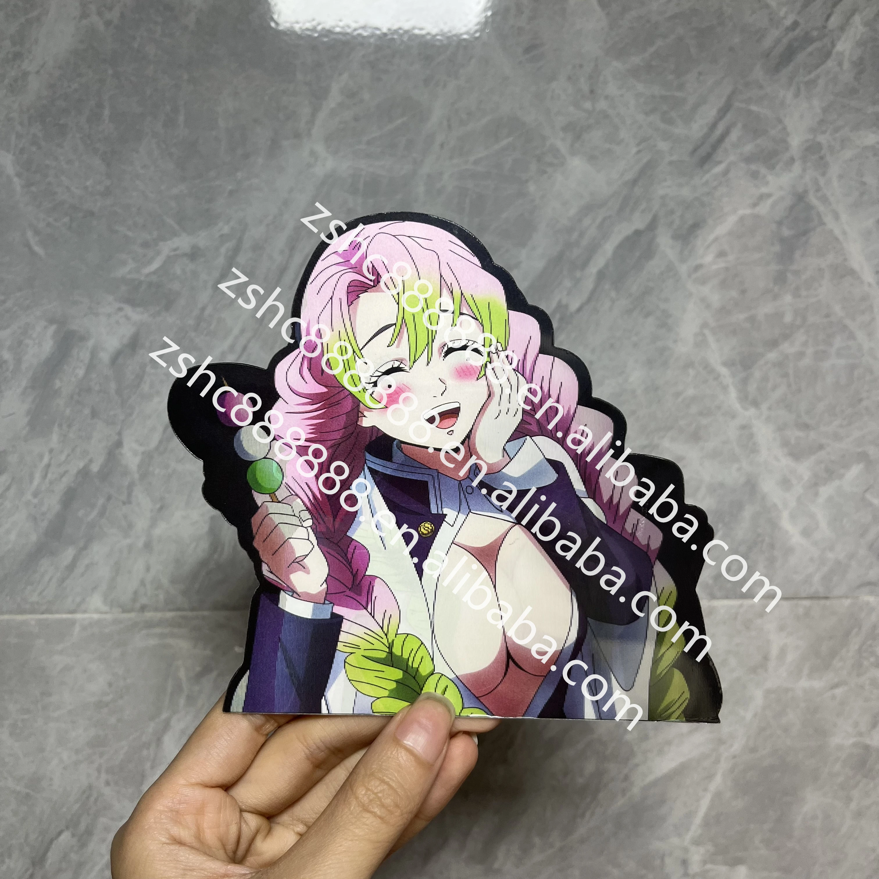 New Season Anime Demon Slayer 3D Motion Stickers Sexy Cute Girl Lenticular Flip Car Decars Laptop Water Cup Decor