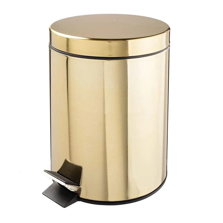 12L Hotel Room Trash Bin Stainless Steel Printing Rubbish Bin Galvanized Waste Bin