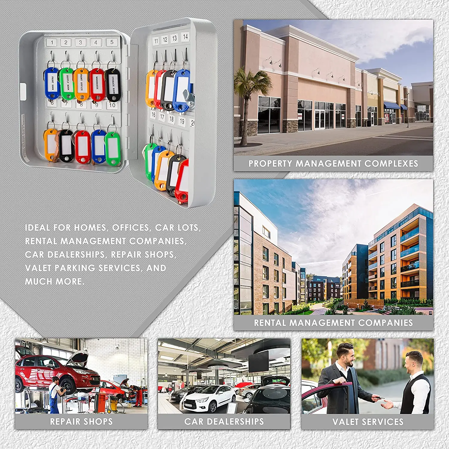 Factory Wholesale high quality 20 hooks metal safety key cabinet box for hanging the keys