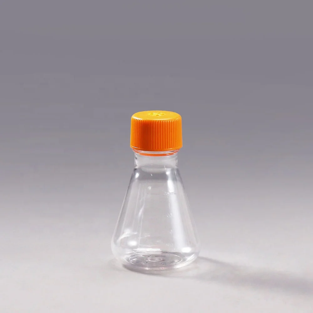 Wholesale Clear PETG PC Lab Screw Cover Triangle Conical Shake Flask 250ml Narrow-mouthed Erlenmeyer Flask For Cell Culture