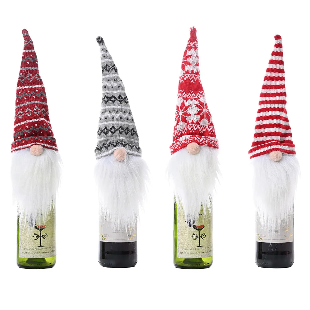 Plush Santa Wine Bottle Cover Christmas Decorations for Home Christmas Wine Bottle Cover New Year Table Ornaments