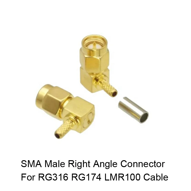  Позолоченный коннектор Coppe RP SMA Female Jack PCB Male Plug прямой прямоугольный обжимной соединитель Rf быстрый коаксиальный Rp- Sma золотое покрытие гнездо штекер правый угол разъем Быстрый