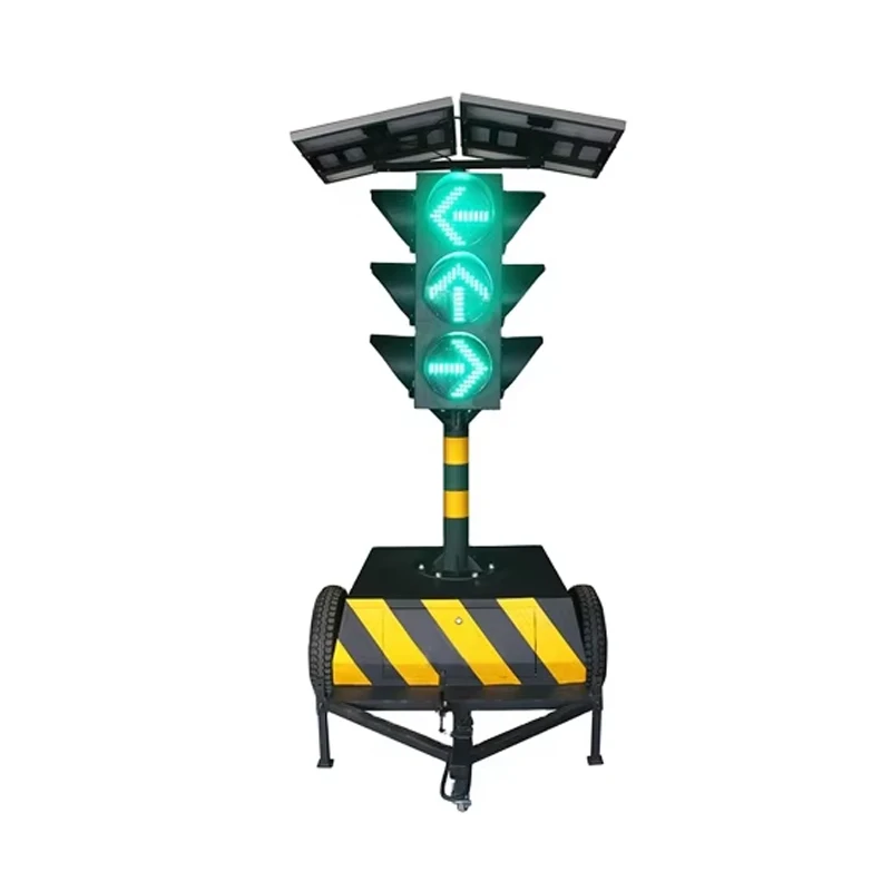 Temporary Traffic Lights CrossroadsTrailer Four Sides Portable Mobile Solar LED Traffic Light With Wheels Factory Customization