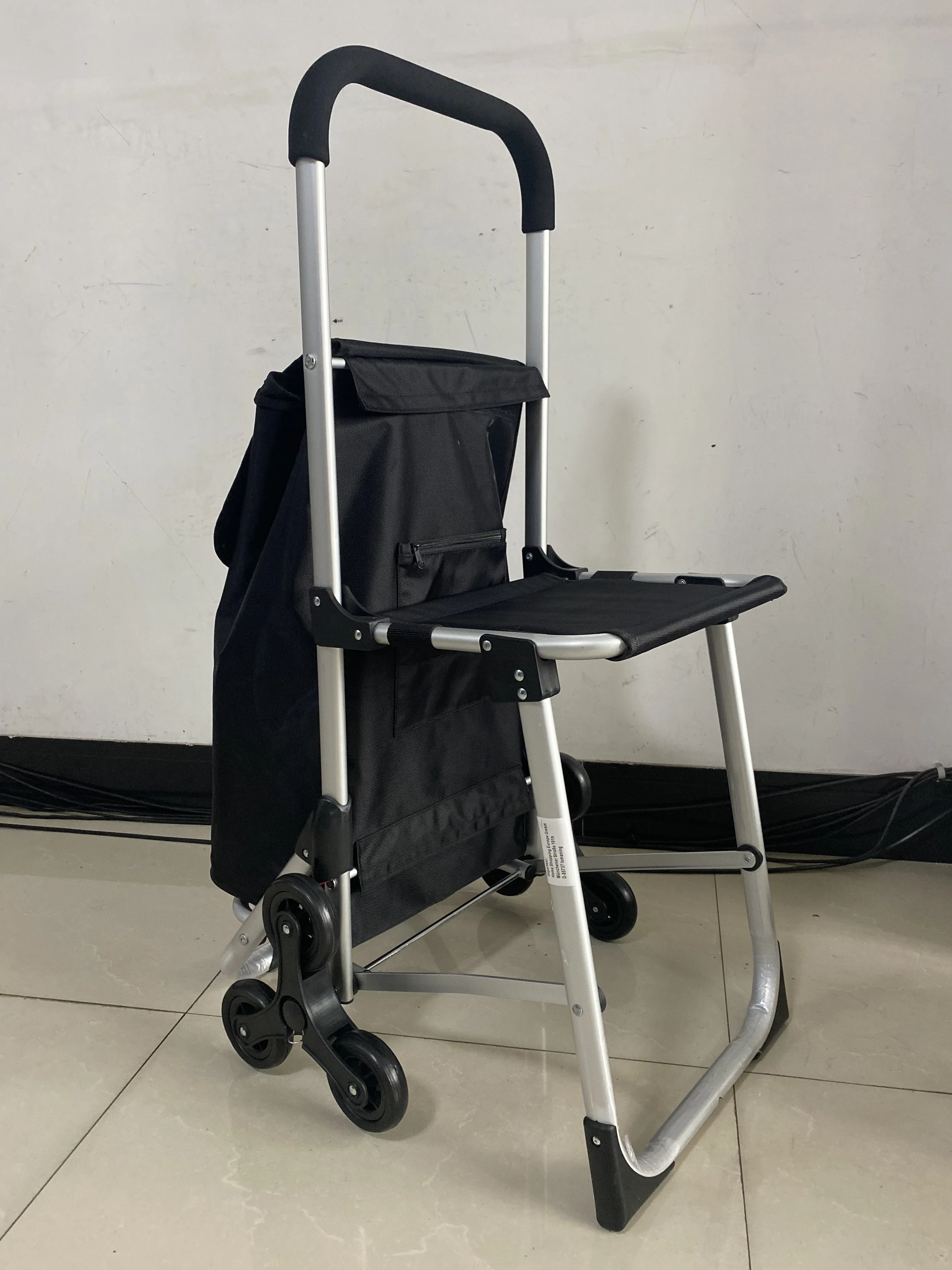 2024 OEM wholesale shopping trolley cart aluminium foldable custom shopping cart with seat