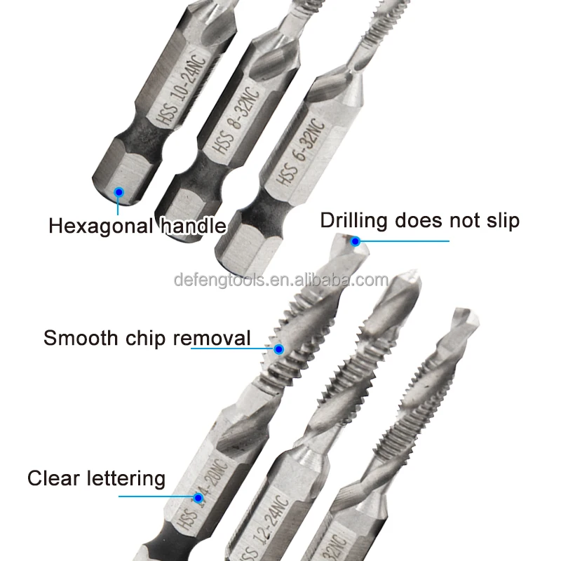 6pc High speed steel composite tap drilling and tapping machine tap opening chamfering tapping set power tool accessories