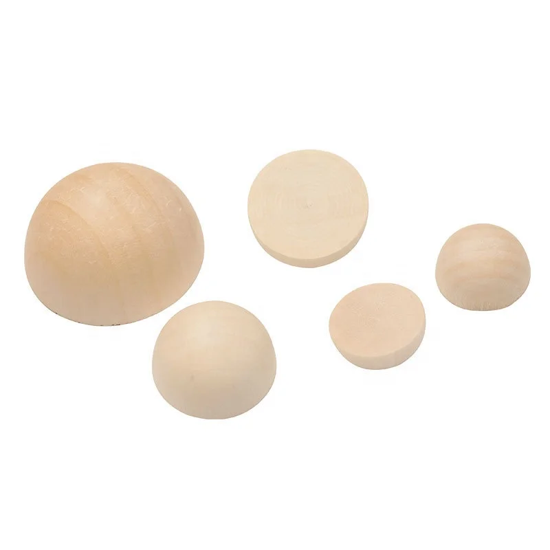 Christmas Decoration High Quality Natural Half hemisphere  Round Wooden Beads for Kids DIY Crafts  Jewelry Making
