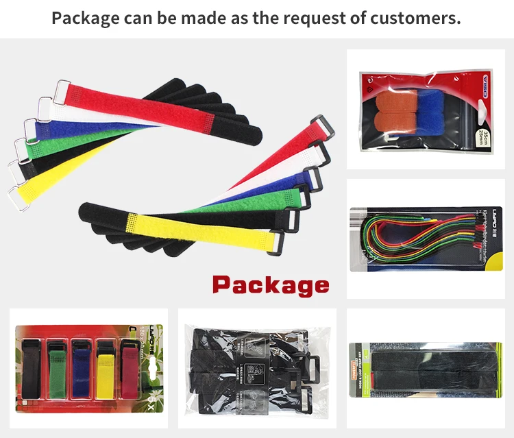 20*300mm Customized Storage Strap Eco-friendly Velcroes Strap Colored Self Adhesive Hook and Loop with Plastic Buckle Black Free