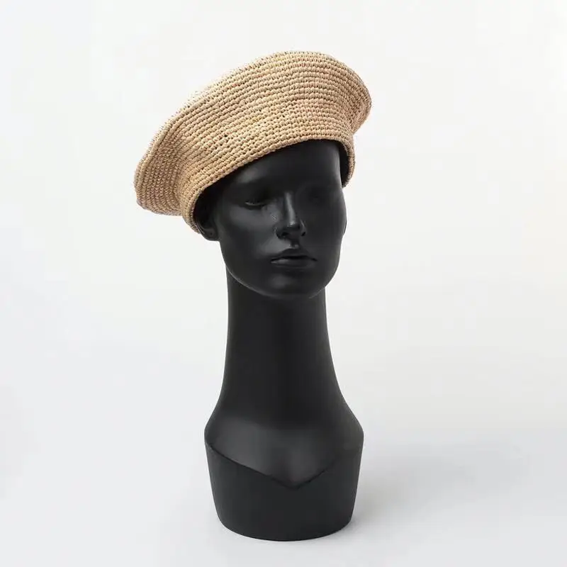 Fashion Girls Raffia Straw Crochet Berets Cap Hat